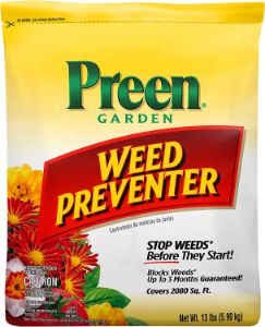  Preen 2464107 24-63798 Weed Preventer, 13 lb. Covers 2,080 sq. ft, yellow