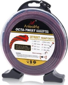 A ANLEOLIFE 1-Pound Heavy Duty Octa-Twist .120-Inch-by-217-ft Trimmer Line Donut,OTRIXT Co-Extruded Multi-Edge Spiral Weed Eater String, Red